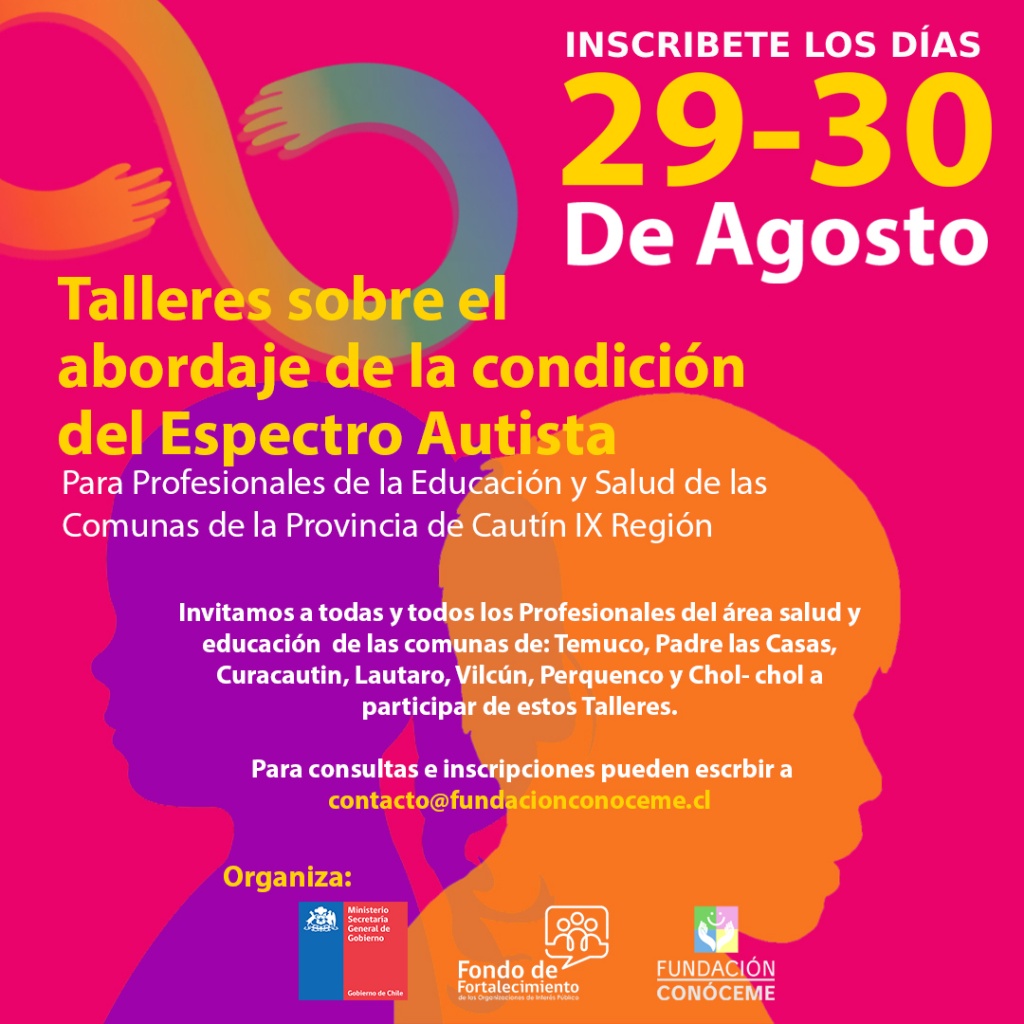 "Talleres sobre el abordaje de la condición del Espectro Autista, para profesionales de la educación y salud de las comunas de la Provincia de Cautín IX Región” 1 afiche1